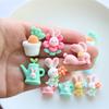 10 Pcs New Cute Cartoon Rabbit Flower Series Flat Back Resin Scrapbooking DIY Jewelry Hairpin Craft Decoration Accessorie