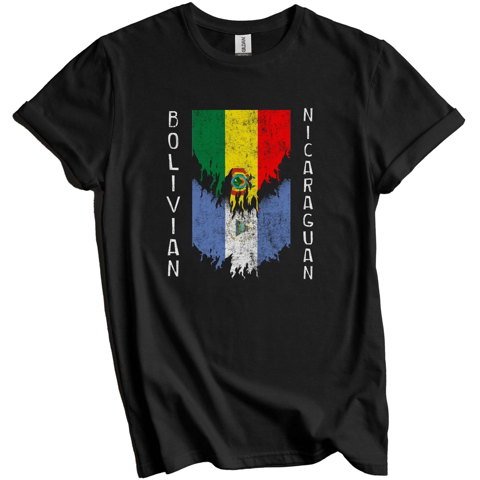 Bolivian Nicaraguan Flags Ripped Torn Bolivia Nicaragua T-Shirt 4XL
