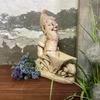 Garden Figure Dwarf with a Wheelbarrow Hand-made of Concrete
