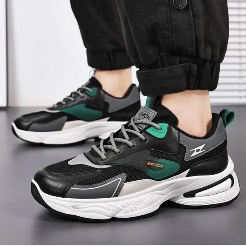 Fashion 2024 Men's Sneakers Mesh Breathable Casual Running Shoes Tennis Training Shoes for Men Lace Up Platform Shoes Zapatillas Hombre