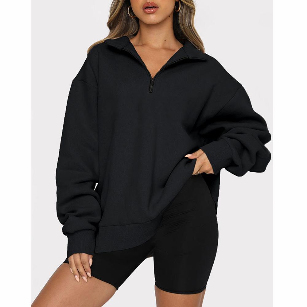 Dámský oversized pulovr na zip s dlouhým rukávem mikina s kapucí americká vintage móda tepláková souprava základní pulovry