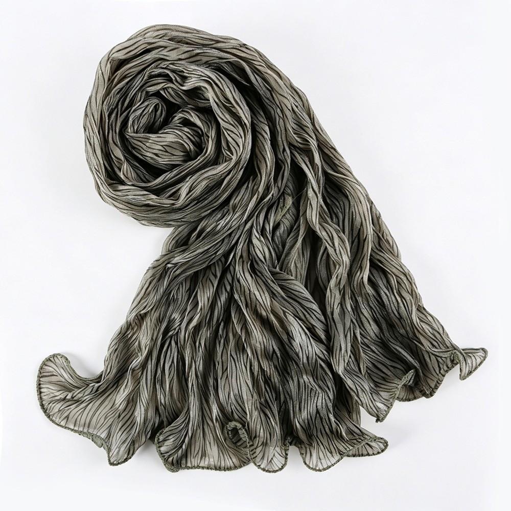 Ruffled Edge Silk Scarf Stripes Chiffon Hijab Veil High Qulaity Sunscreen Headscarf  Outdoor