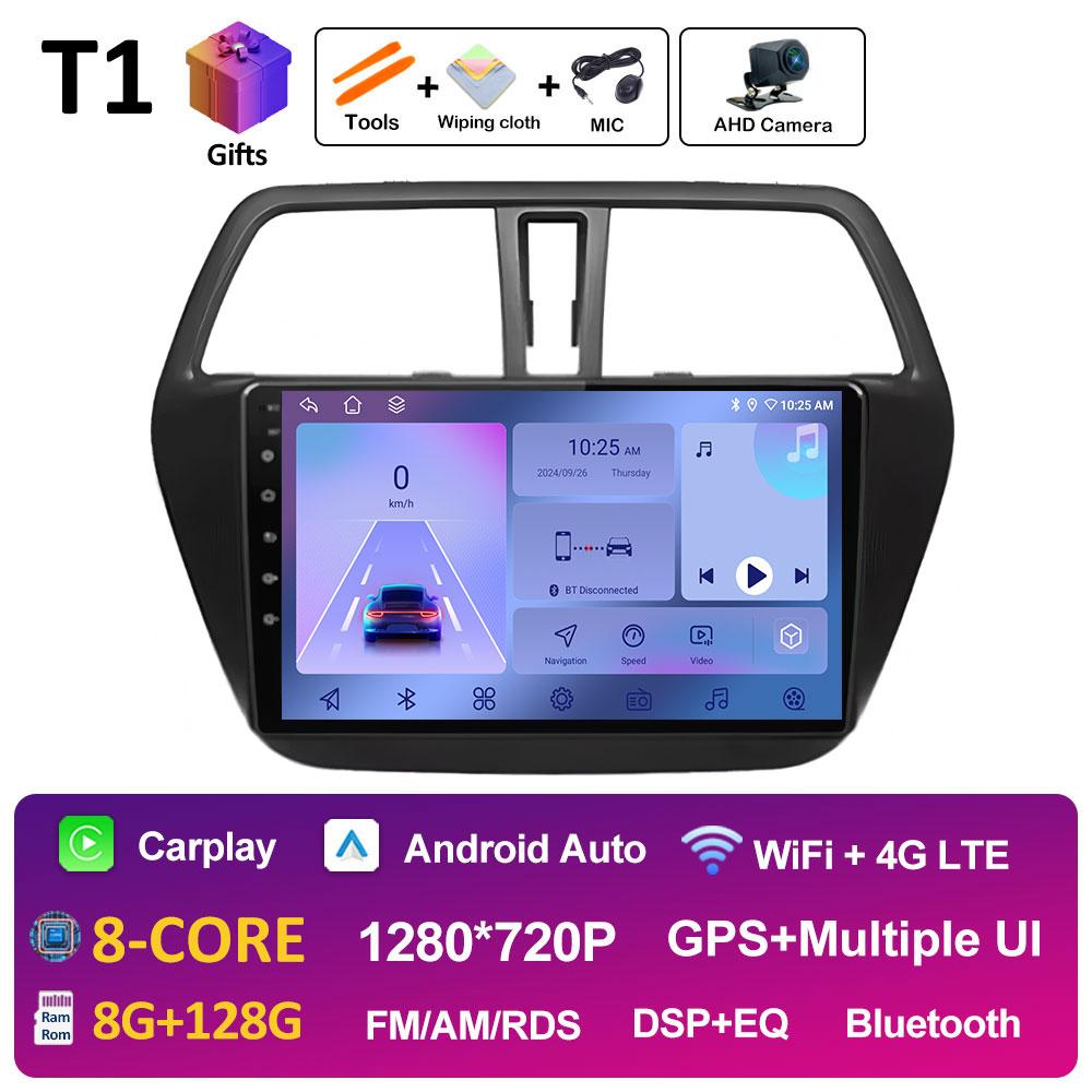 Smart System Android 14 For Suzuki SX4 S-Cross 2014 2015 2016 2017 Wireless Carplay Bluetooth QLED IPS Screen WIFI Auto Tools 4G