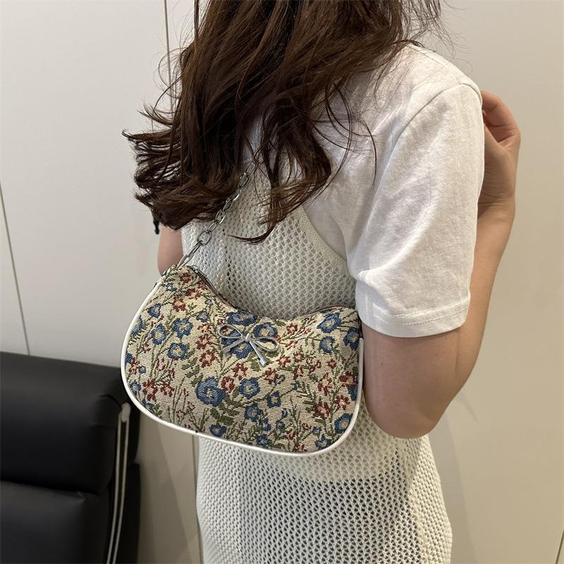 Beautiful Trend Casual Lightweight Versatile Popular Design Bow Chain Shoulder Armpit Bag Handbag