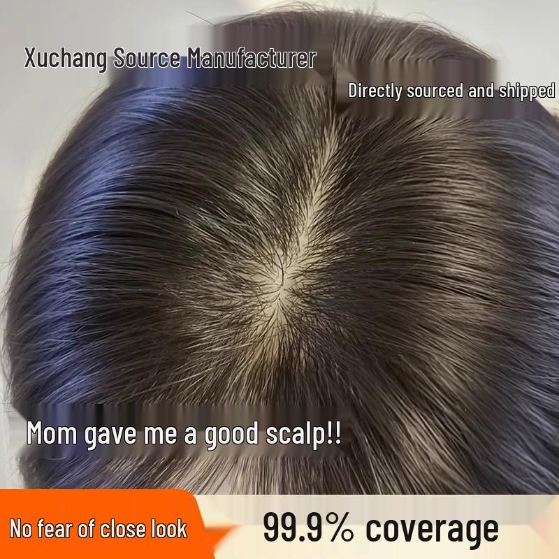 Seamless Women's Frontal Wig - Enhance Volume, Cover White Hair, Natural Hairline, Hand-Tied Real Hair.
