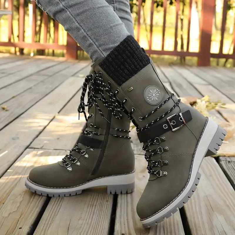 Women Mid-calf Boots Winter Plush Warm Snow Boot Outdoor Non-slip Platform Boots Fashion Women High Top Cotton Shoes Botas Mujer