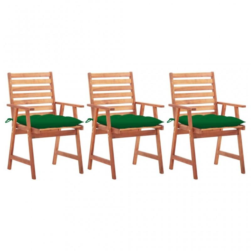 Day and Night - Day and Night Garden Dining Chairs 3 Units Solid Acacia Wood and Cushions