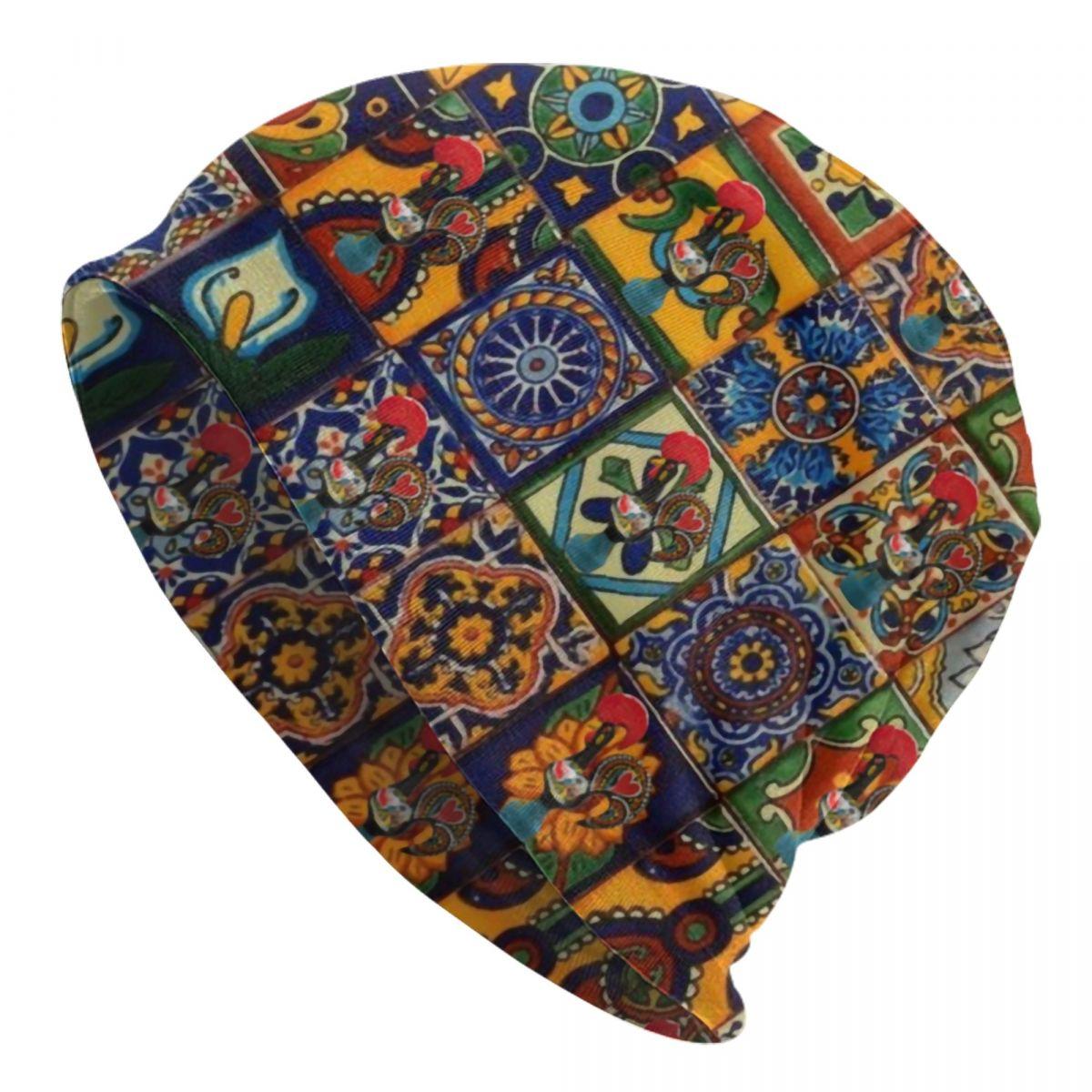 

Custom Blue Portuguese Tile Beanie Cap Unisex Winter Bonnet Knit Hats Outdoor Ski Portugal Azulejo Flower Skullies Beanies Caps Beanies Hat