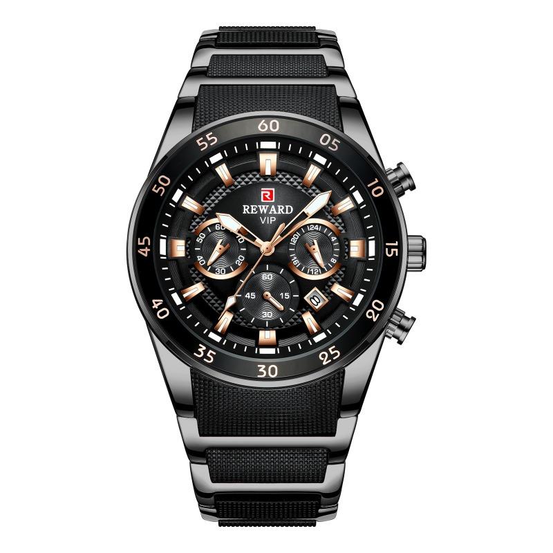 Rewd Multifunctional Sports Three-eye Watch Calendar Luminous Waterproof Solid Steel Belt M Men's Watch