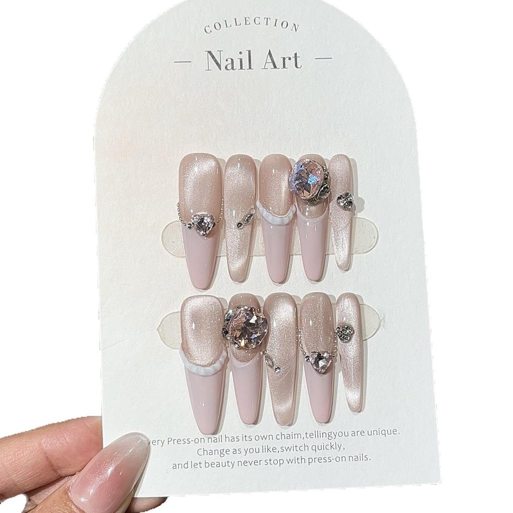 Miu Sweet Girl Heart Pure Desire K9 Diamond Powder French Side Light Glass Bead Cat Eye Wearing Armor