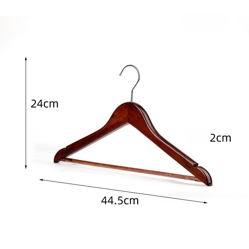 Wooden Hangers 5pcs Solid Wood Coat Hanger Heavy Duty, Smooth Finish High-Grade Wooden Clothes Hanger with Non Slip Pant Bar, 360° Swivel Hook