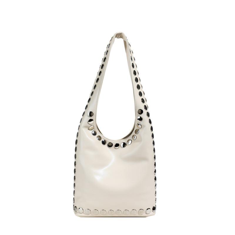 Premium Bag Women's New Trendy Fashion Retro Versatile Casual Shoulder Bag Rivet Bucket Bag