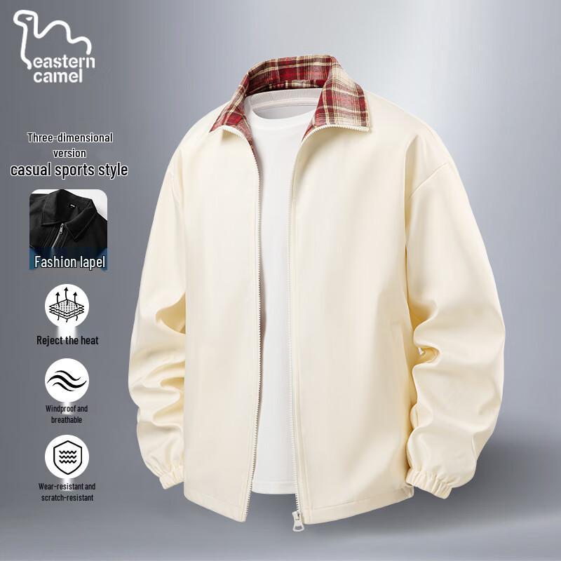EASTERN CAMEL Unisex Stand-Collar Windproof Patchwork Baseball Jacket M