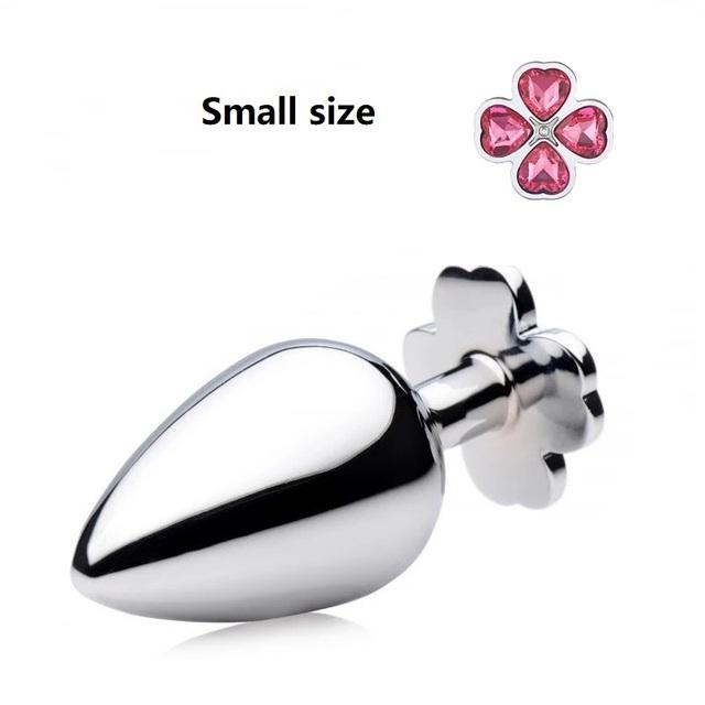 Nowy mały rozmiar czterolistna koniczyna metalowa analna zatyczka analna 12 kolorowych koralików jubilerskich kulki kegla silikonowe jaja seks zabawka dla mężczyzn i kobiet