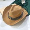 Cowboy Straw Hat Women's Summer Travel Visor Year New Ethnic Style Jazz Hat Big Brim Beach Hat
