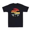 Black Cat Sunset Printed Cat Lovers Novelty Vintage Gift Men's Cotton T-Shirt