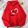 Women Clothing Heart Print Hoodie Autumn Winter Outdoor Sports Fashion Casual Long Sleeve Pullover Women Fleece Sweatshirts