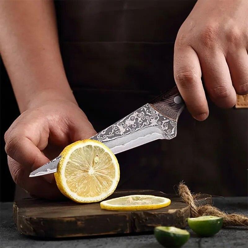 Damaskus-Stahl-Textur-Ausbeinmesser, geschmiedetes Metzgermesser, Fleischerbeil, Küchen-Gemüse- und Obstmesser