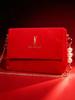 YSL Red Christmas Handbag, Shoulder Bag/Crossbody Bag with Gold Logo, Flap Closure, Luxurious Holiday Makeup Bag, Women's Christmas Gift