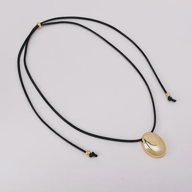 Korean Love Pendant Necklace: Black Rope Sweater Chain, Simple & Trendy