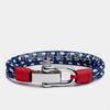 Nautical Double Strand Color Rope Bracelet Men'S Stainless Steel U-Buckle Adjustable Bracelet