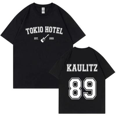 Tendência banda de rock tokio hotel kaulitz camiseta masculina moda algodão manga curta t camisa hip hop punk streetwear tshirt topo