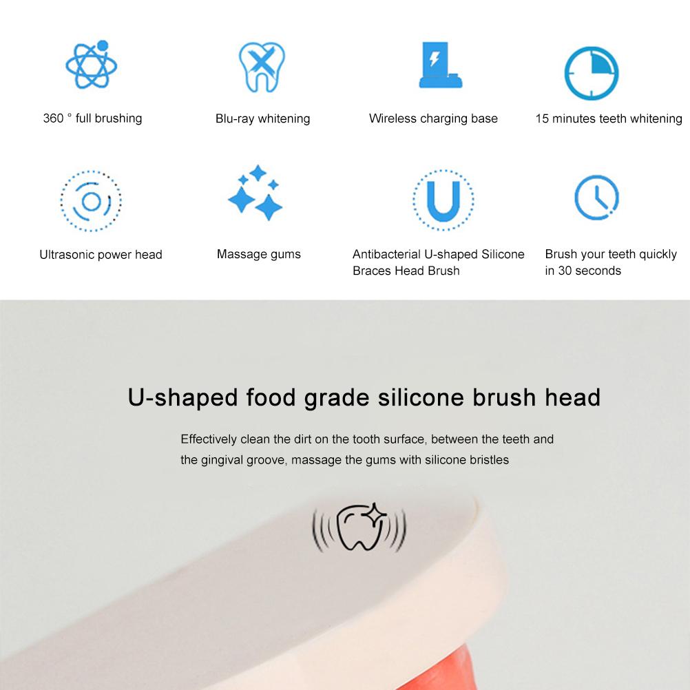 360 Grad automatische elektrische Schallzahnbürste Ultraschallzahnbürste U-Typ Zahnreinigung