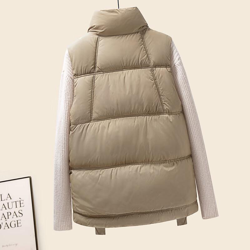 Sibaishe Women's Solid Color Stand Collar Padded Vest