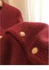 Women's 100% Pure Wool Red Cardigan, Round Neck, Loose Fit, Thickened Sweater for Autumn and Winter.