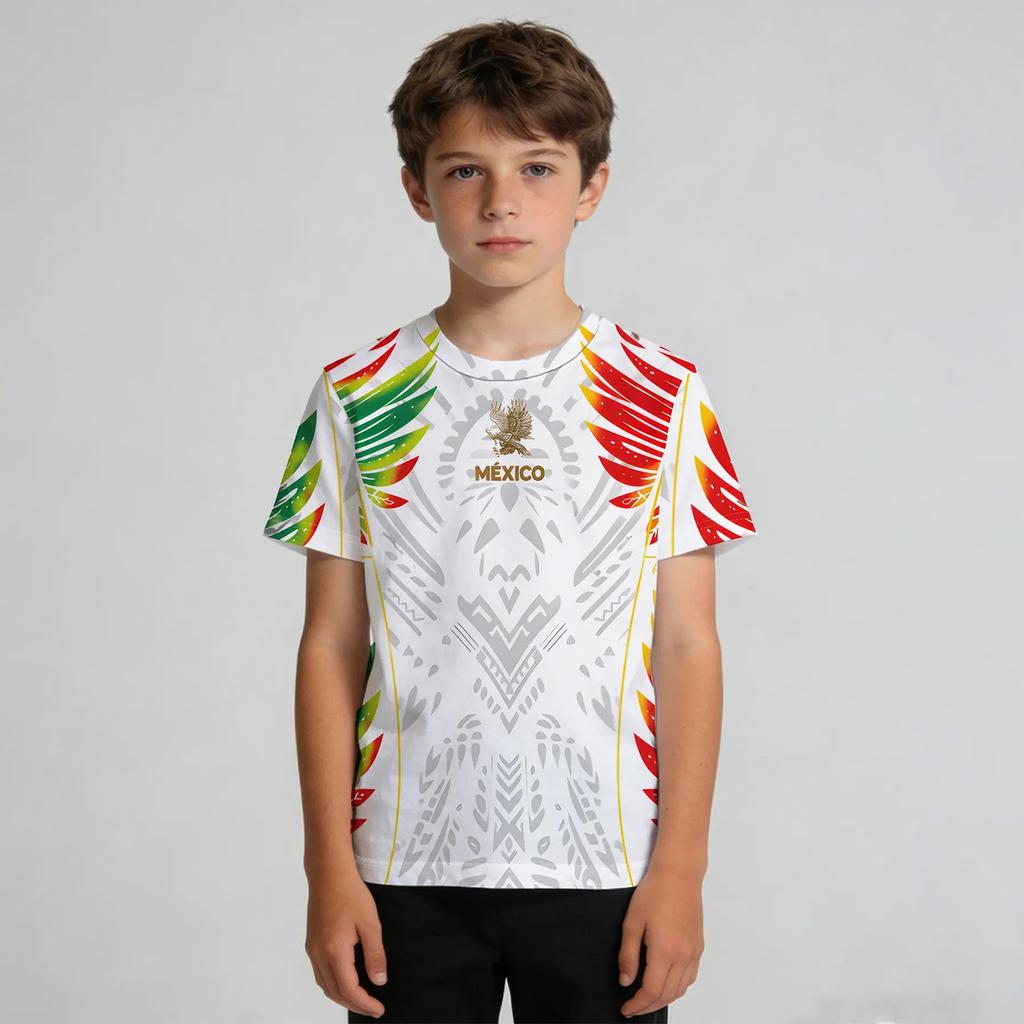 Kids Mexico Letter Print Short Sleeve T-Shirt, Casual Themed Top