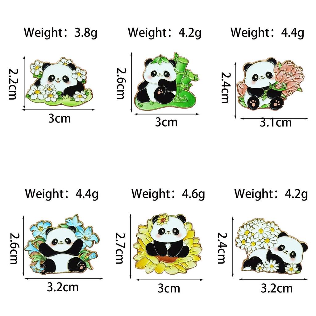Personalized Cartoon Panda Brooch: Cute Green Bamboo Alloy Pin for Backpack & Clothing Decoration