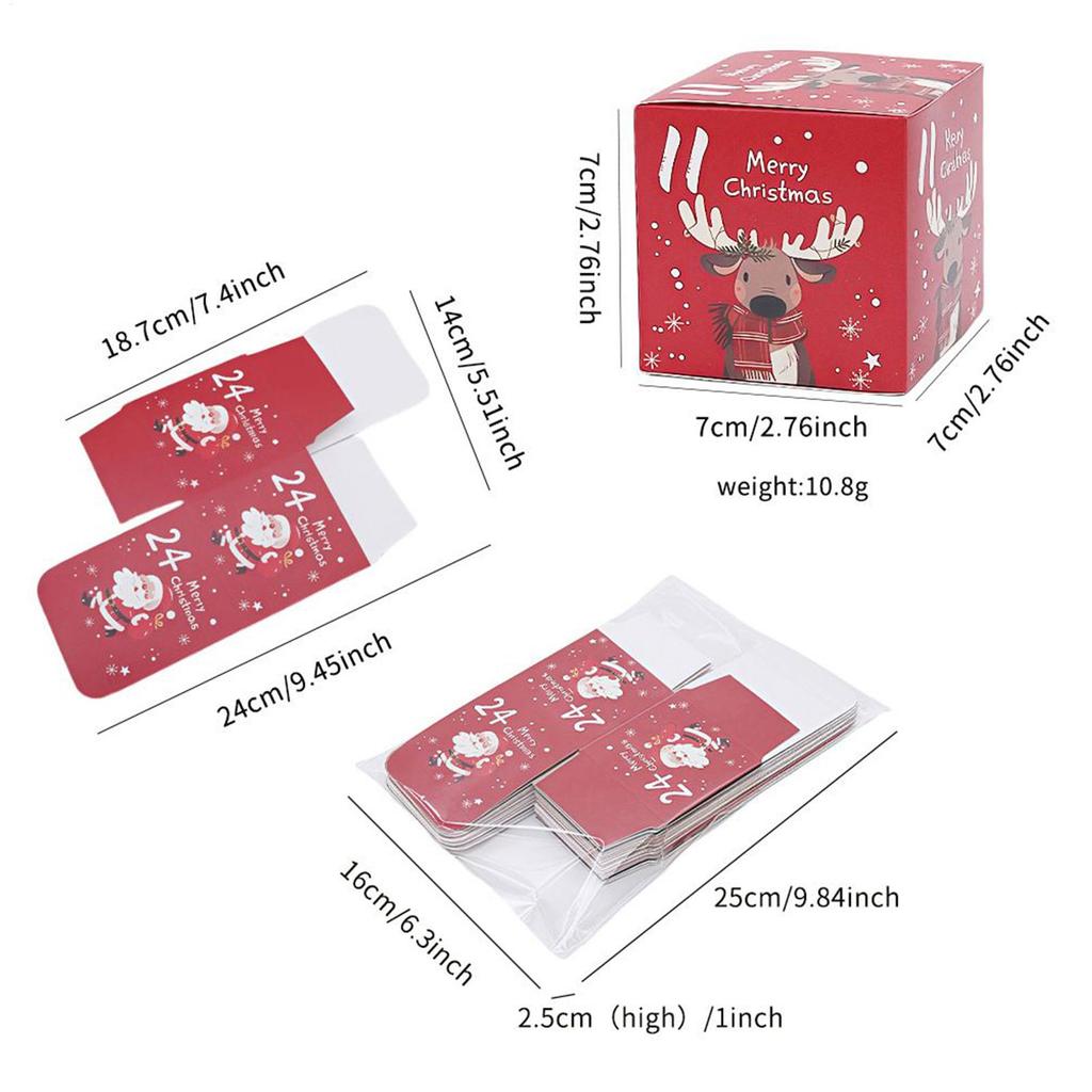 Leere Countdown-Boxen 24-Tage Weihnachts-Countdown-Box Befüllbarer Kartonbehälter Festliche Dekoration für Winterferien Jugendliche