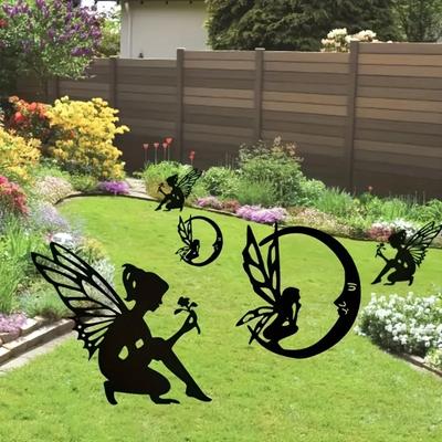 Gėlių Fėjos Elfo Sodo Dekoras – Metalo Fėjų Menas Įsodinamasis į Žemę, Elegantiškas Vejos ir Kiemo Dekoras Sodo Šventėms
