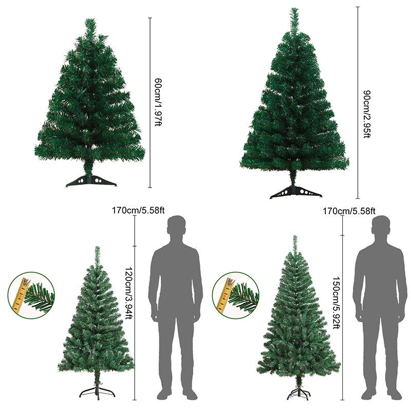 1pc Christmas Tree Large Christmas Ornaments High Quality Artificial Xmas Tree Indoor Outdoor Green With Metal Stand PVC