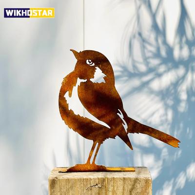 1 Stück Rostfarbener Vogel, Gemütliche Haus- und Gartendekoration, Rustikales Metallkunstwerk, Hinterhof-Wanddekoration, Schmiedeeiserne Hofdekoration