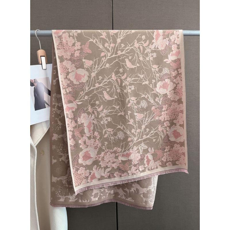 Women S Floral Pattern Faux Cashmere Scarf Winter Warm Fashionable Shawl