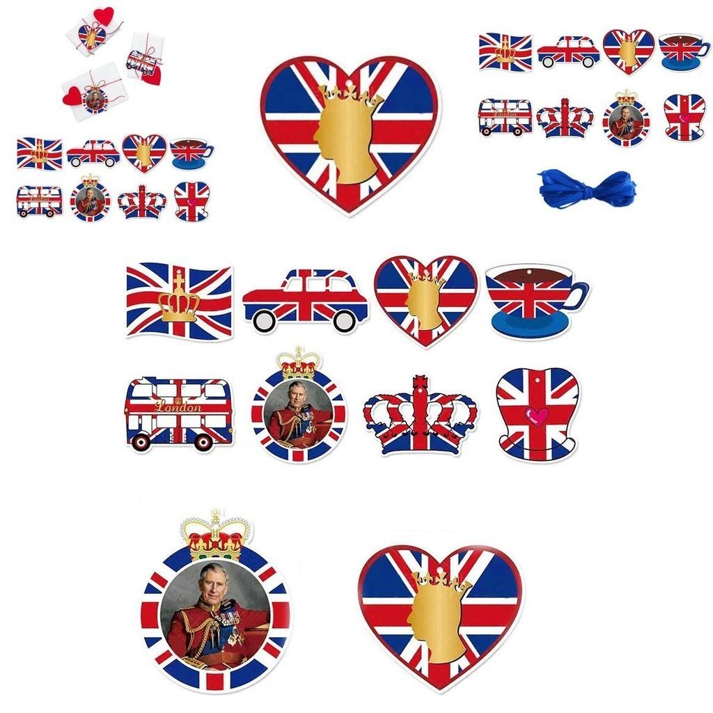 Britische Monarchie Themenparty Zubehör Bunte Papierausschnitte mit Band