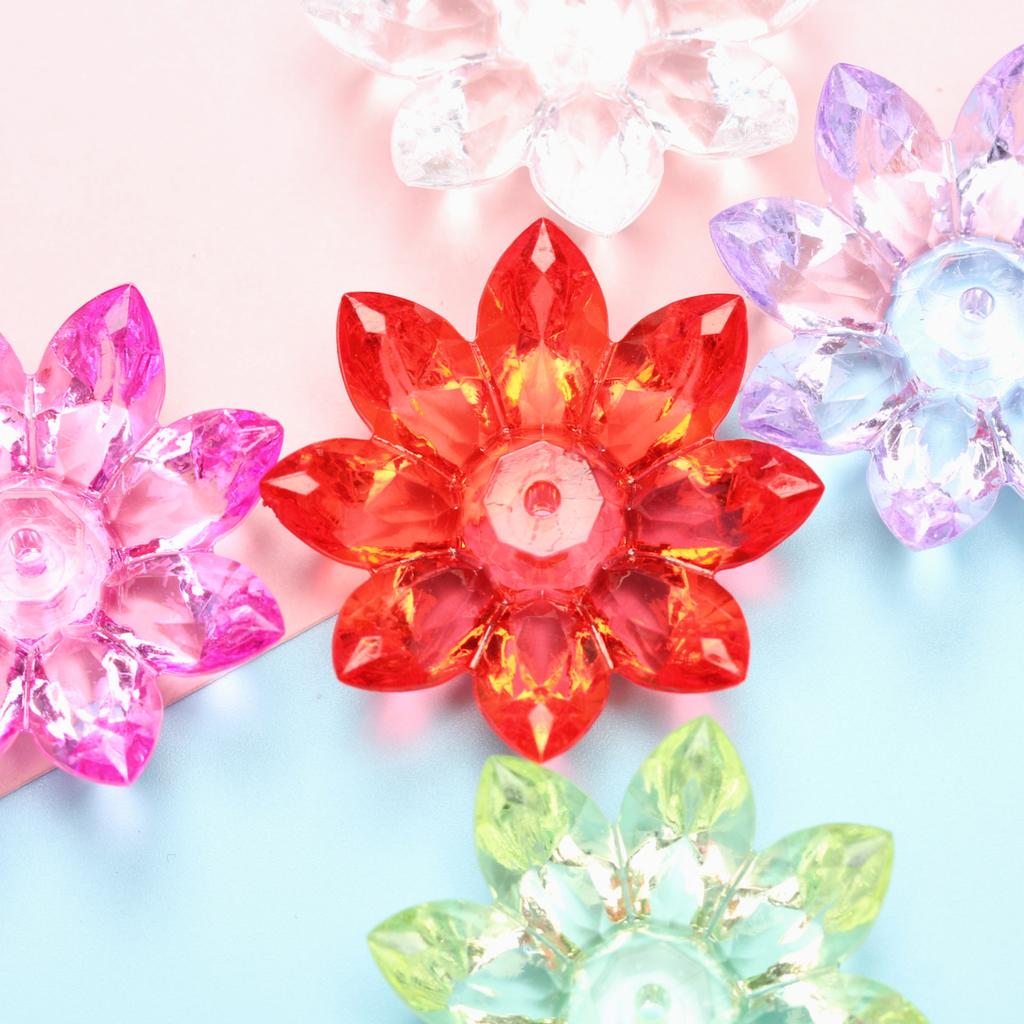 DIY Jewelry Accessories 31mm 5pcs Beaded Materials Jewelry Acrylic Crystal Loose Beads Transparent Lotus Flower  Accessories