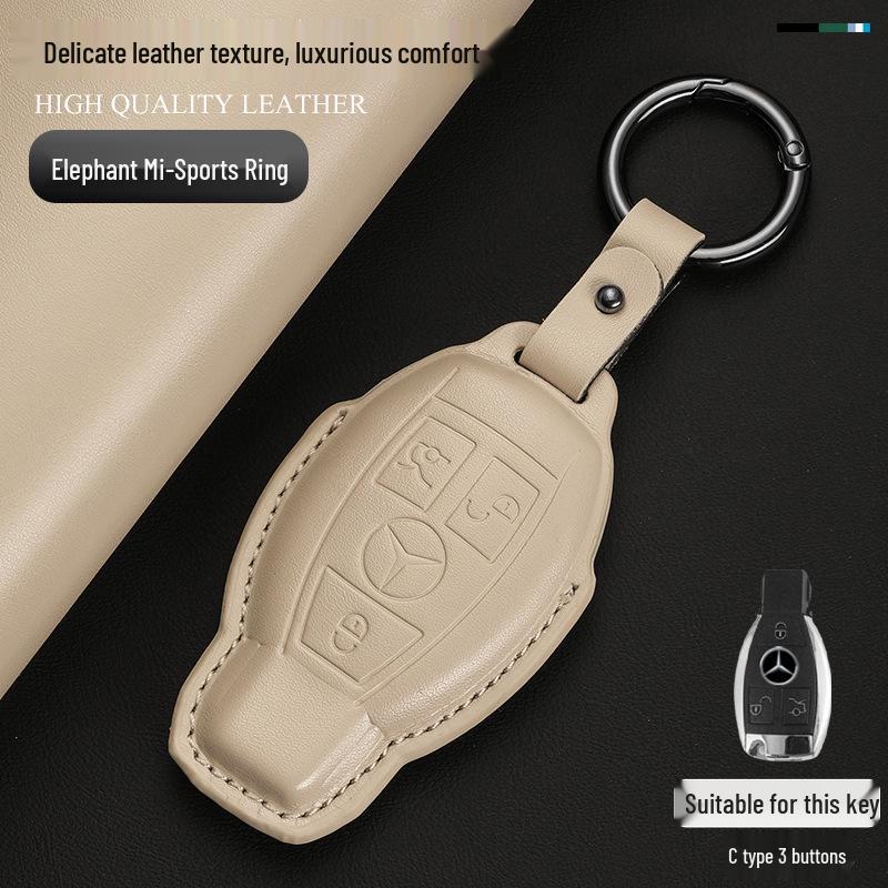 Genuine Leather Key Cover for Mercedes C260L, GLA, GLC300L, GLE, E300L, A200L, and GLB