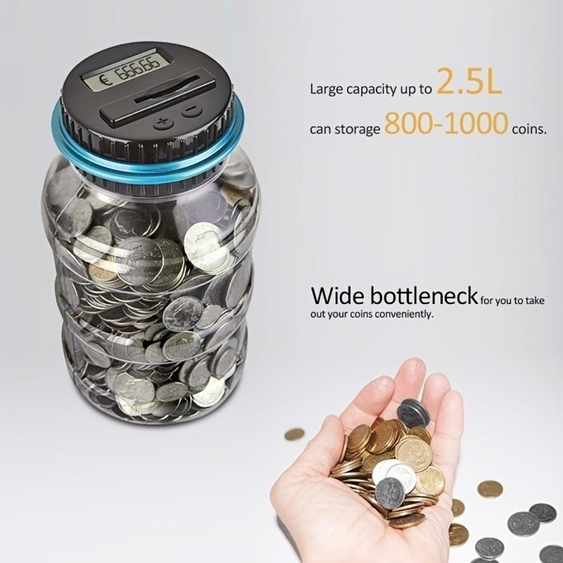 High Quality 800+coin Capacity Digital Counting Currency Jar - Powered by 2AAA Battery (not Included) -Fits All EU Coins