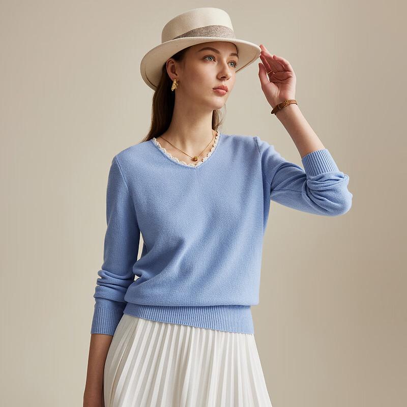 Women's 100% Wool V-Neck Knit Top