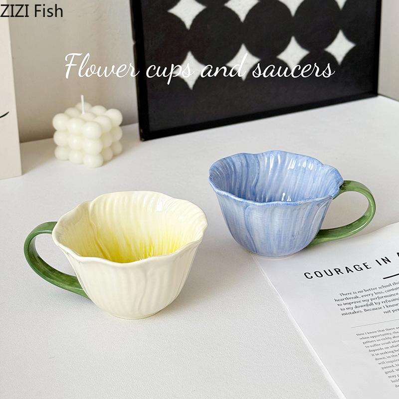 Gänseblümchen Bemalte Porzellantasse Reizende Blume Dekorative Kaffeetasse Esstisch Milchtassen Nachmittagstee Teetasse Früchte Safttasse