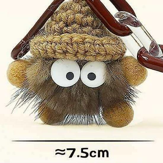 Big-Eyed Coal Ball Plush Keychain - Student Bag Accessory, Couple Pendant, Small Gift