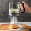 Handheld Flour Sifter Transparent Food-Grade Plastic Manual Flour Sieve Double-Layer Measuring Cup Flour Sifter for Baking Sugar Powder Cocoa Matcha