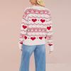 European & American Style Valentine's Heart Pattern Women's Casual Long Sleeve Knit Sweater