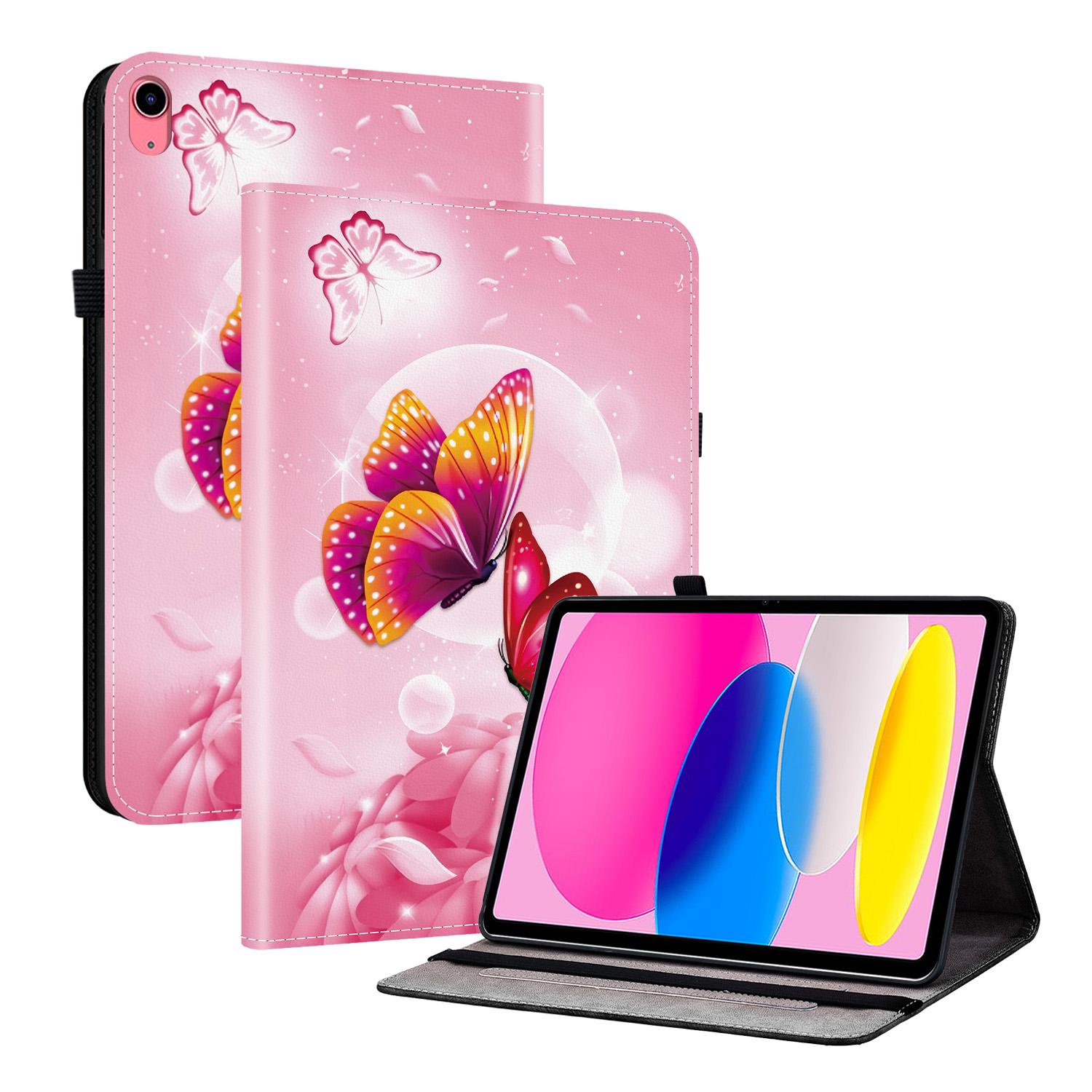 

Для iPad (2025)/10.9 (2022) Шкіряний чохол з принтом, підставка, чохол для планшета з відділеннями для карток Pink Butterfly