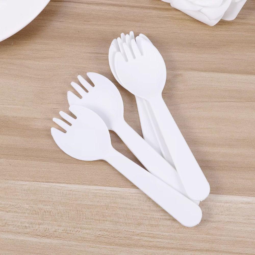 100Pcs Eco-Friendly Disposable Spoon Fork Individually Packaged Mini Fork Set  Commercial
