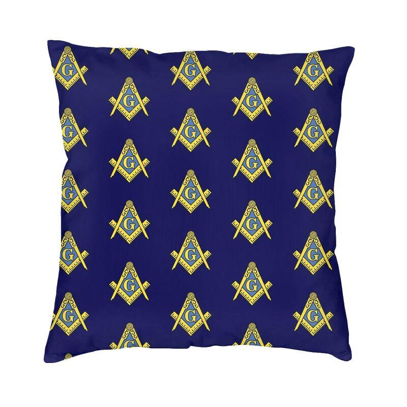Square Compass And Checkers Pillow Covers Decoration Modern Masonic Freemason Cushion Decoration Salon Square Pillowcase