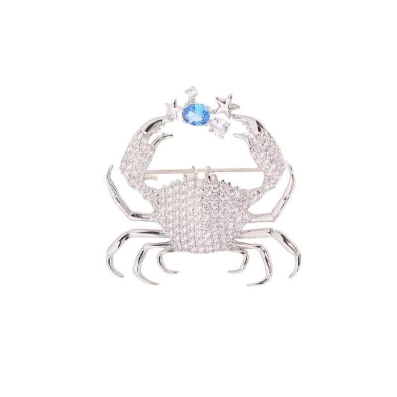 Fashion Crab Brooch Exquisite Simple Personalized Creative Full of Zirconium Pins Suit Jacket Chest Flower Accessories