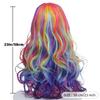Fashion Rainbow Color Wave Long Curly Hair Fiber Synthetic Wig Anime Party Holiday Cosplay